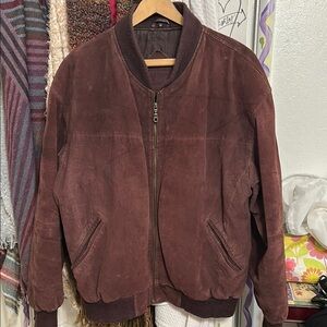 Men's Brown Suede Bomber Jacket